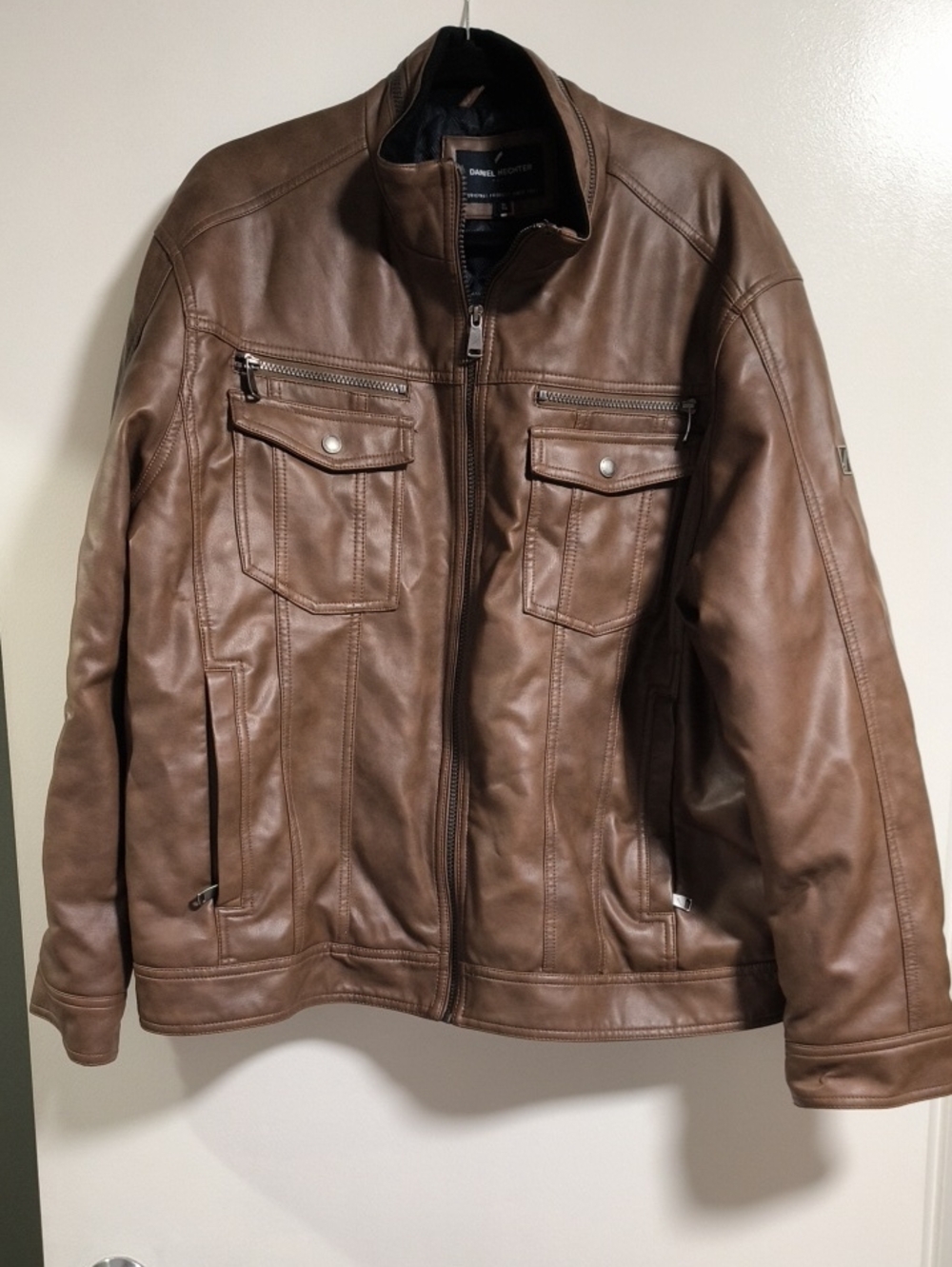 Daniel Hechter Men's Brown FauxLeather Bomber Jacket